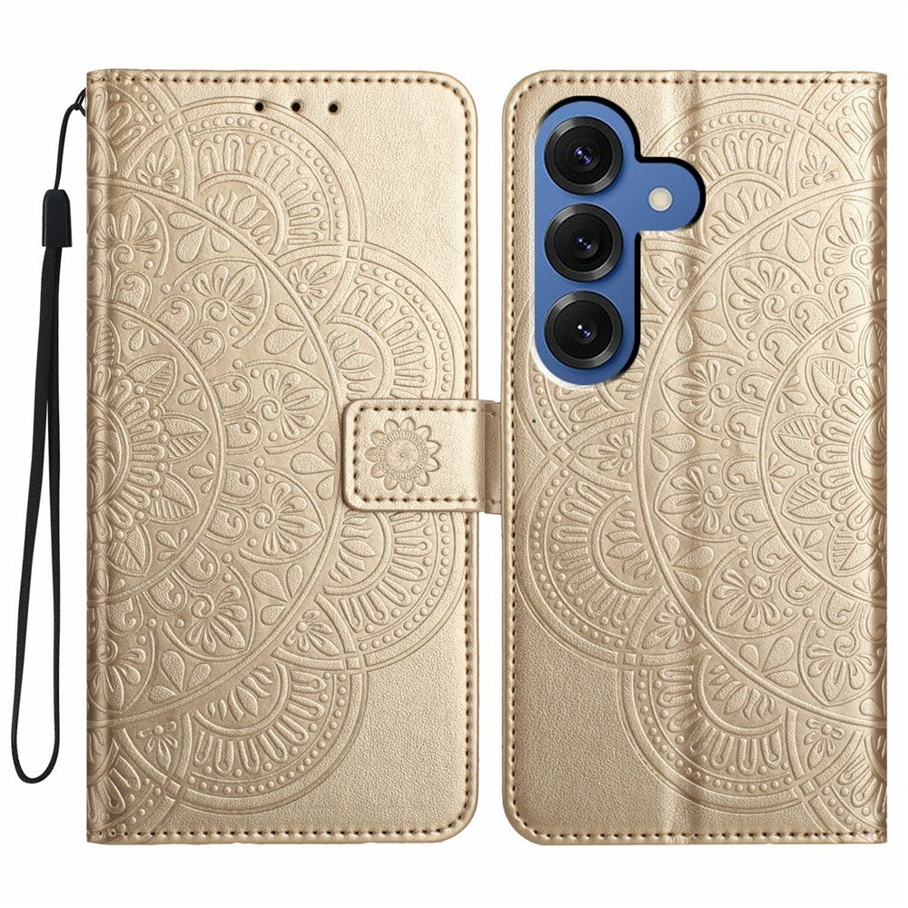 For Samsung Galaxy S26 Leather Case with Card Slots Mandala Pattern Phone Cover Stand