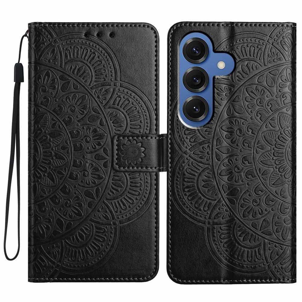 For Samsung Galaxy S26 Leather Case with Card Slots Mandala Pattern Phone Cover Stand