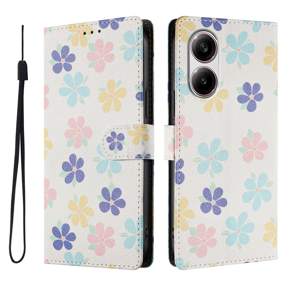 For Xiaomi Redmi Turbo 4 5G / Xiaomi Poco X7 Pro 5G Case Pattern Print PU Leather Wallet Phone Cover with Wrist Strap