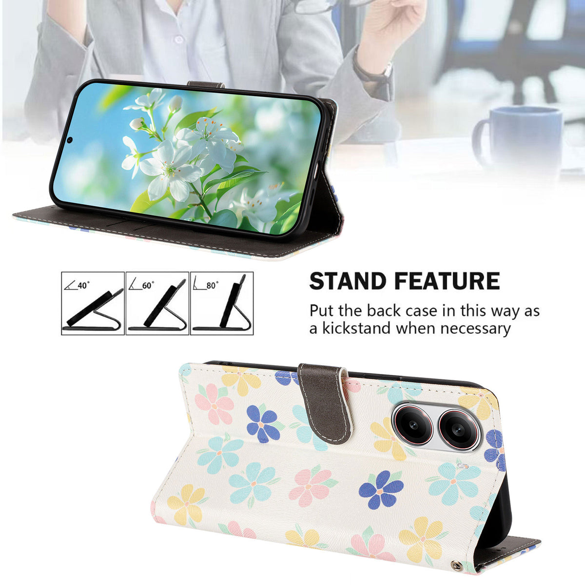 For Xiaomi Redmi Turbo 4 5G / Xiaomi Poco X7 Pro 5G Case Pattern Print PU Leather Wallet Phone Cover with Wrist Strap