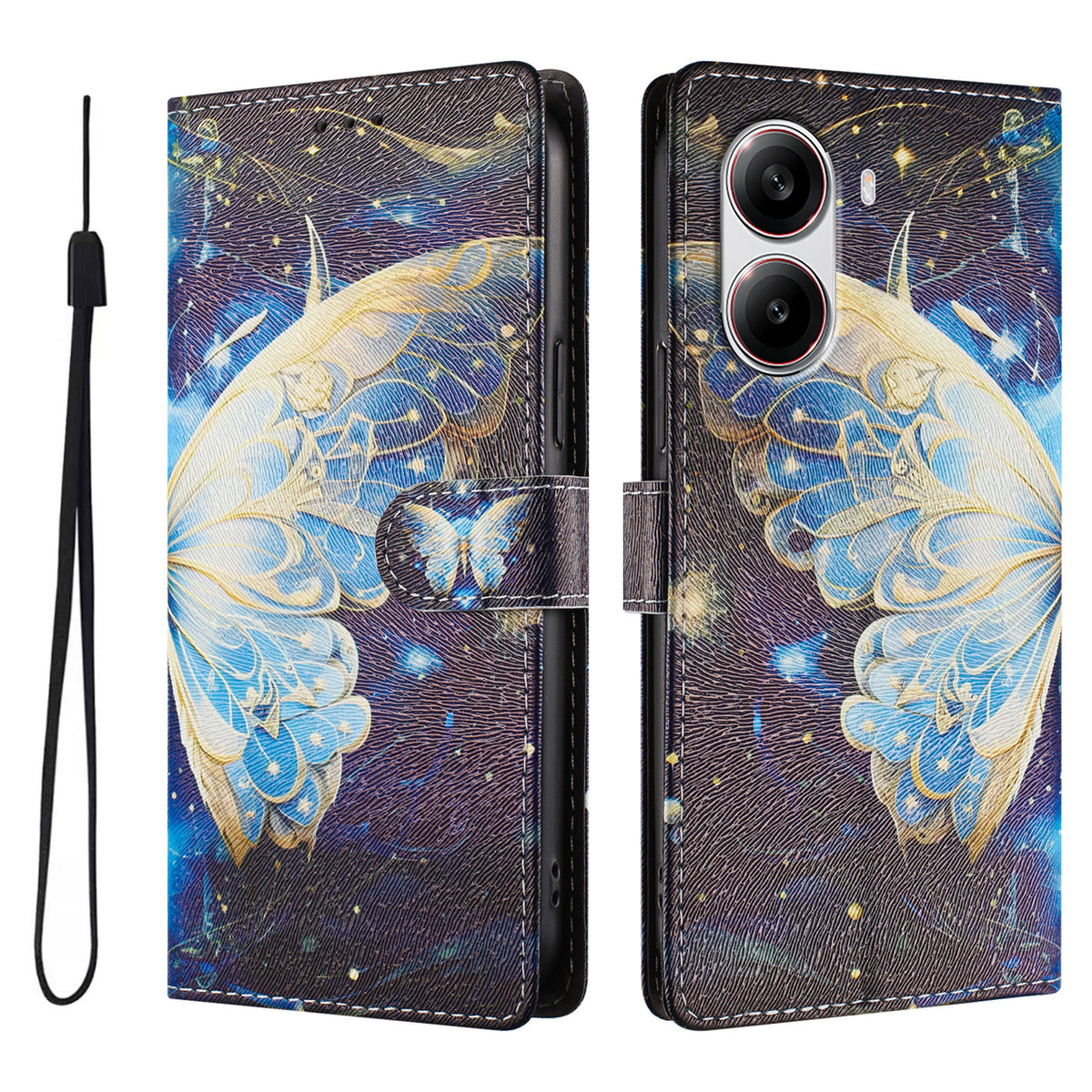 For Xiaomi Redmi Turbo 4 5G / Xiaomi Poco X7 Pro 5G Case Pattern Print PU Leather Wallet Phone Cover with Wrist Strap