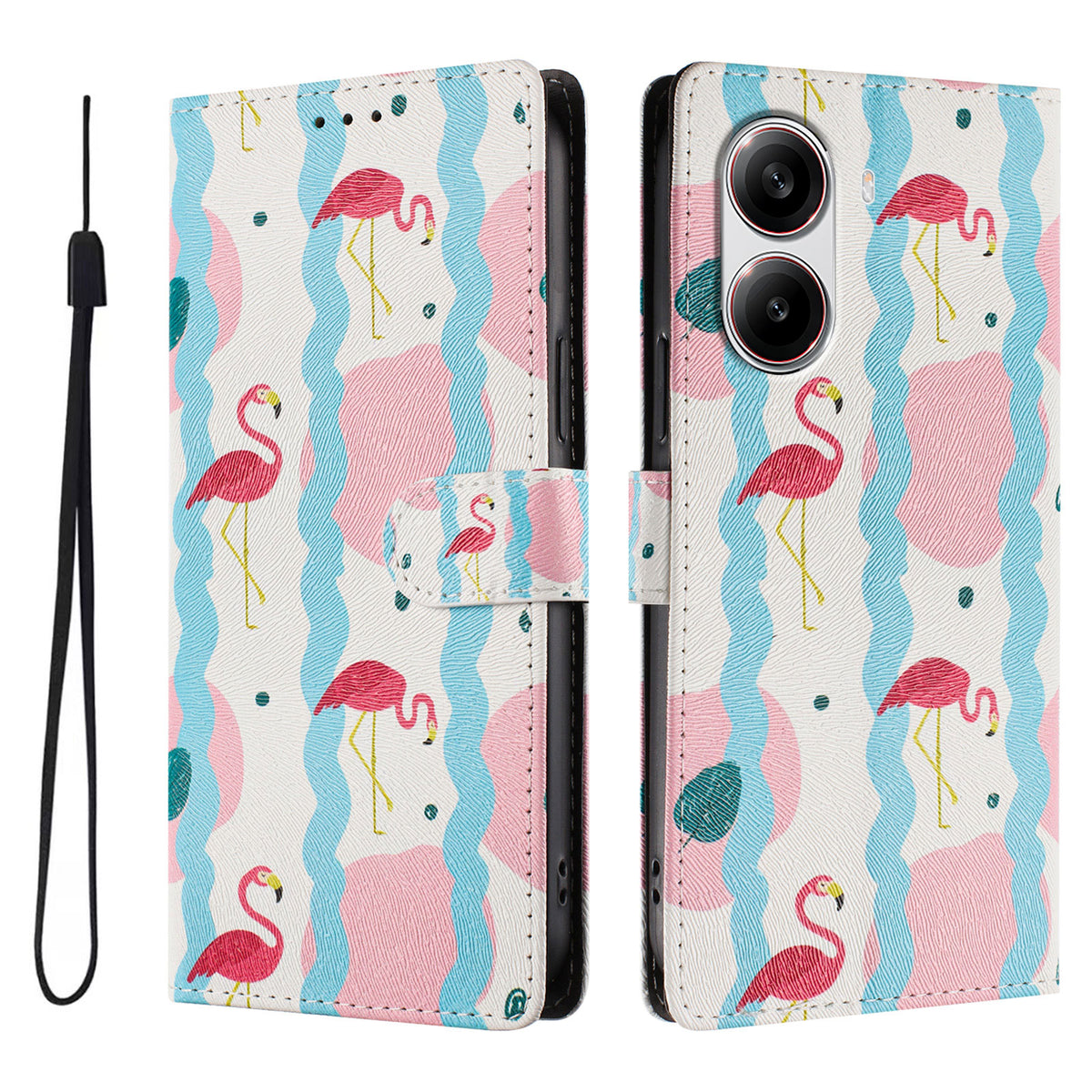 For Xiaomi Redmi Turbo 4 5G / Xiaomi Poco X7 Pro 5G Case Pattern Print PU Leather Wallet Phone Cover with Wrist Strap