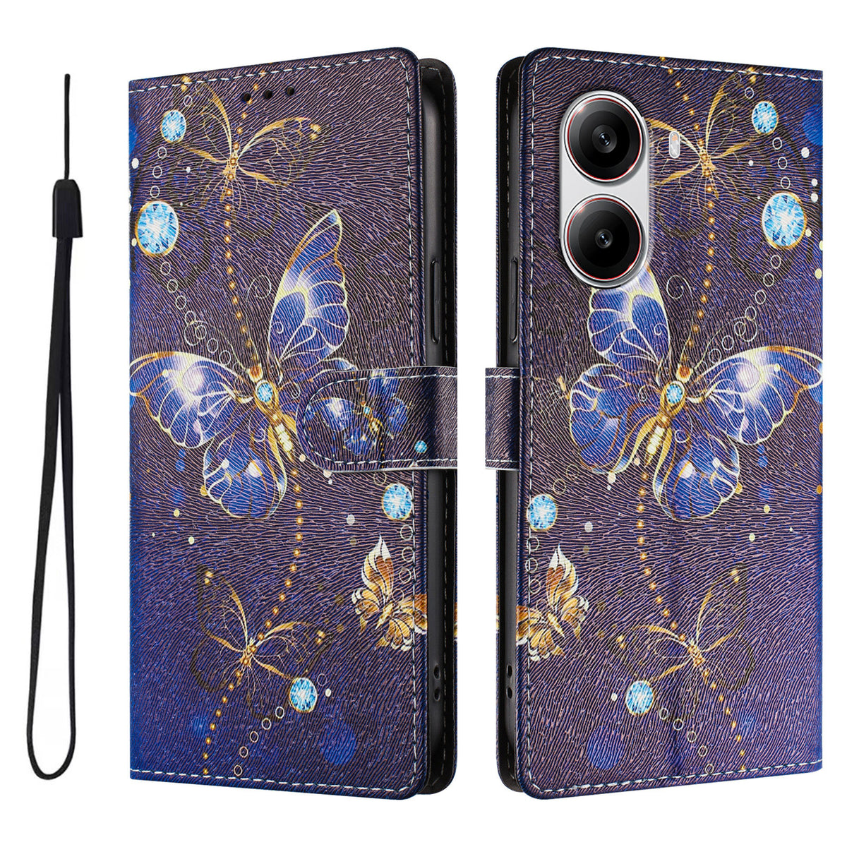 For Xiaomi Redmi Turbo 4 5G / Xiaomi Poco X7 Pro 5G Case Pattern Print PU Leather Wallet Phone Cover with Wrist Strap