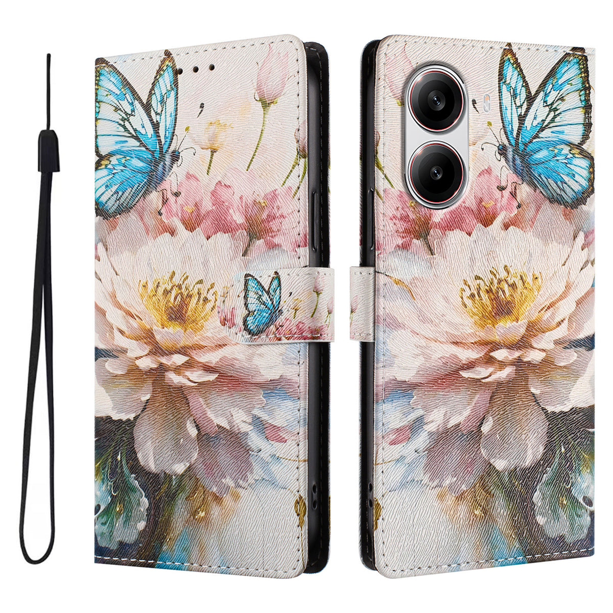 For Xiaomi Redmi Turbo 4 5G / Xiaomi Poco X7 Pro 5G Case Pattern Print PU Leather Wallet Phone Cover with Wrist Strap