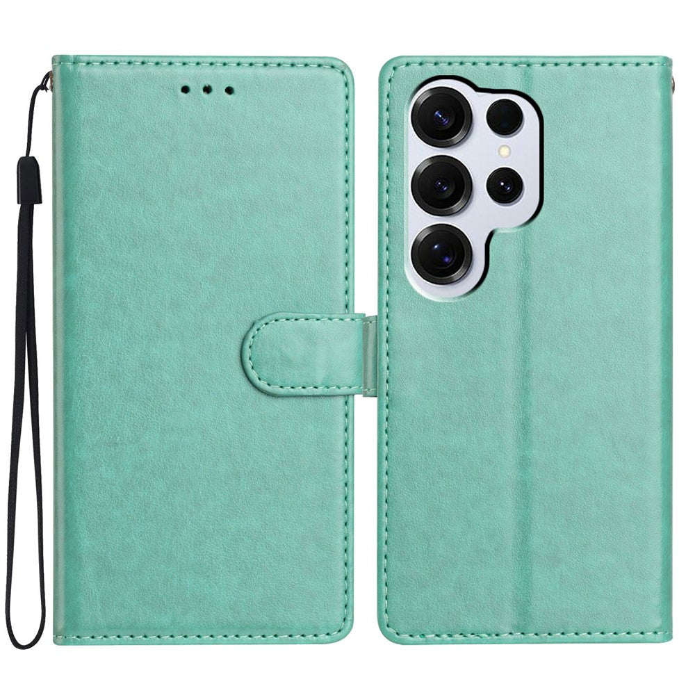 For Samsung Galaxy S26 Ultra Leather Case Wallet Stand Phone Cover with Handy Strap