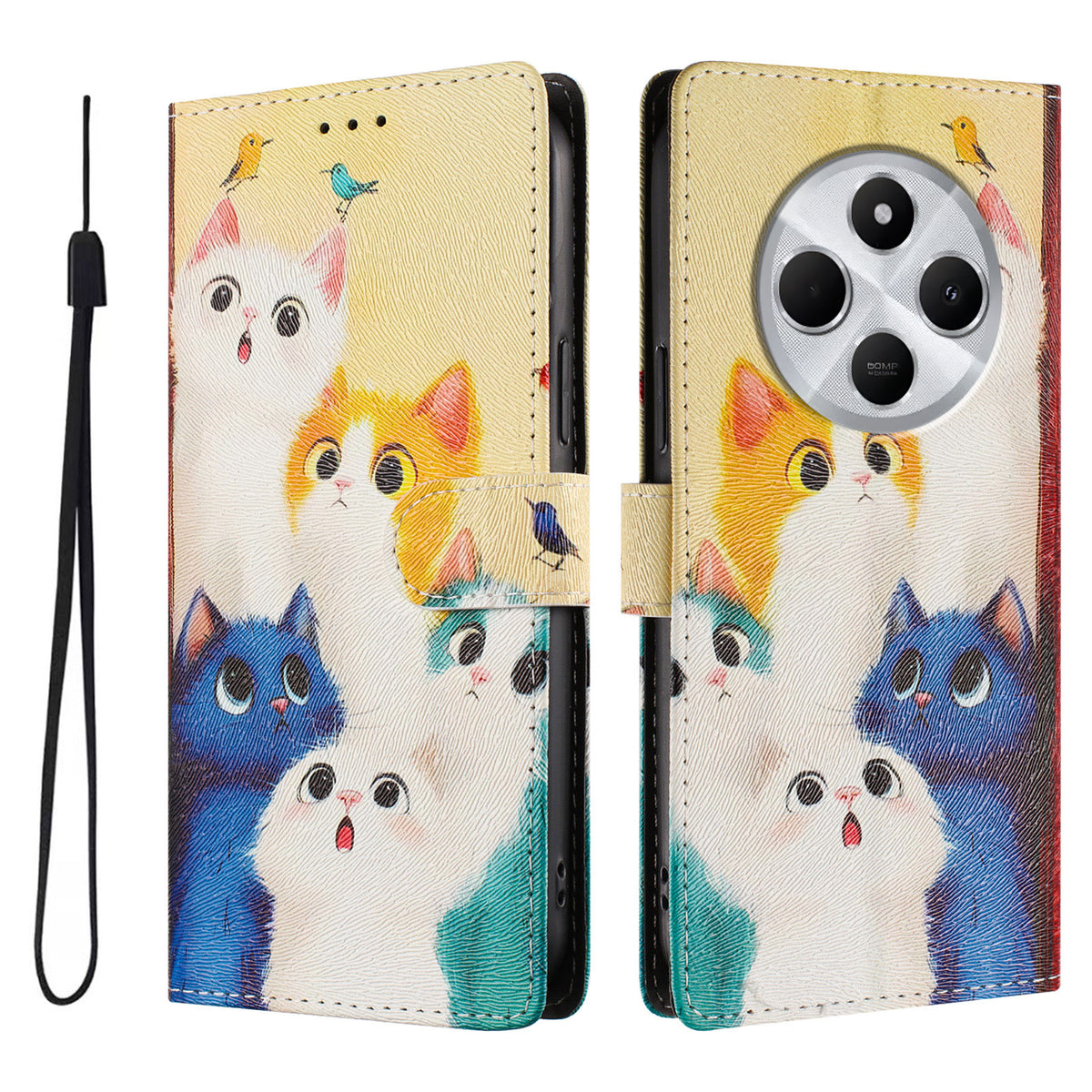Xiaomi Redmi 14R 5G / A4 5G / 17C 4G / 14C 5G / 14C 4G / A3 Pro 4G / Poco M7 5G / C75 4G Fodral Mönstertryck PU-läder Plånboksfodral med Handledsrem