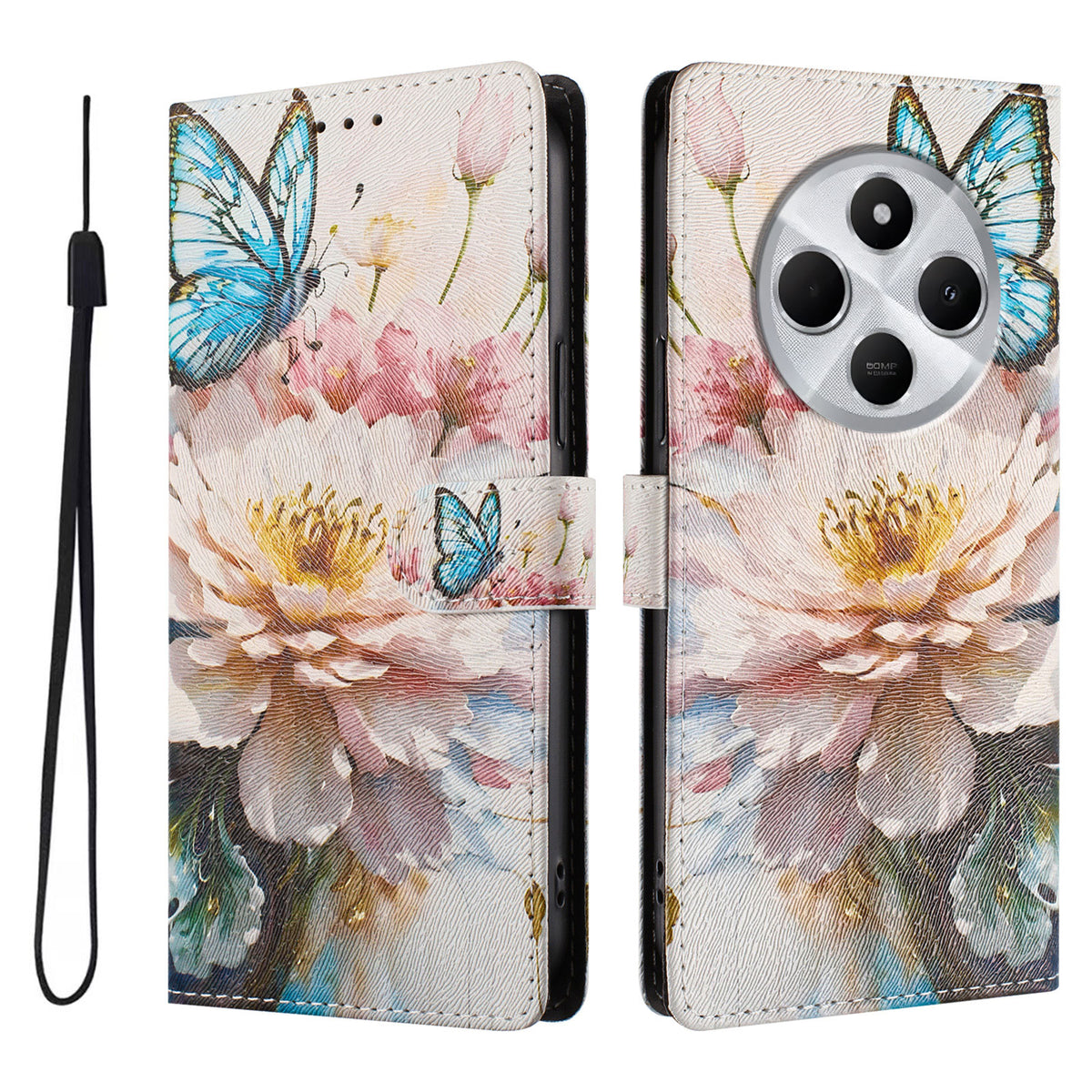 Xiaomi Redmi 14R 5G / A4 5G / 17C 4G / 14C 5G / 14C 4G / A3 Pro 4G / Poco M7 5G / C75 4G Fodral Mönstertryck PU-läder Plånboksfodral med Handledsrem