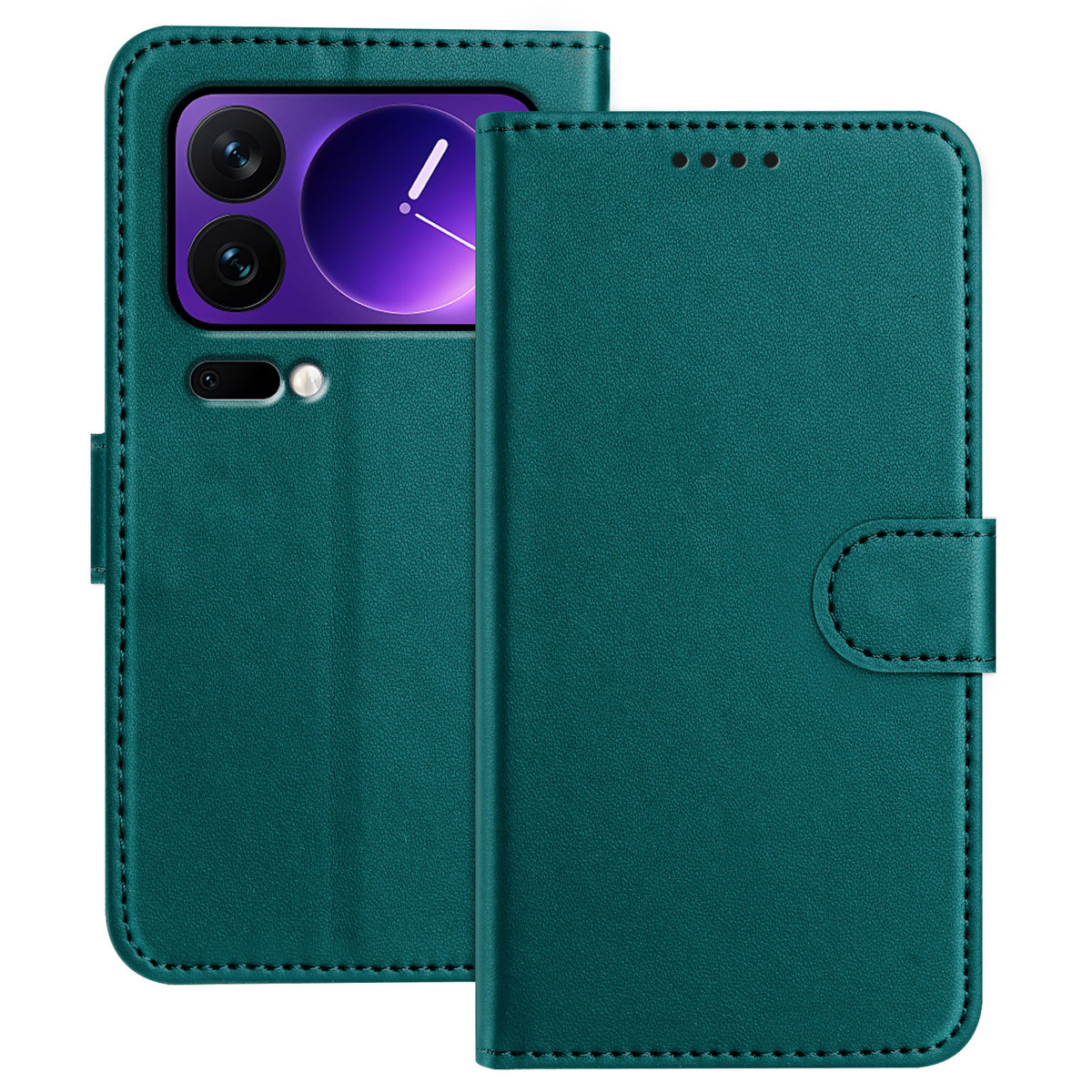 For Xiaomi 17 Pro Leather Case Wallet Stand Solid Color Anti Drop Phone Cover