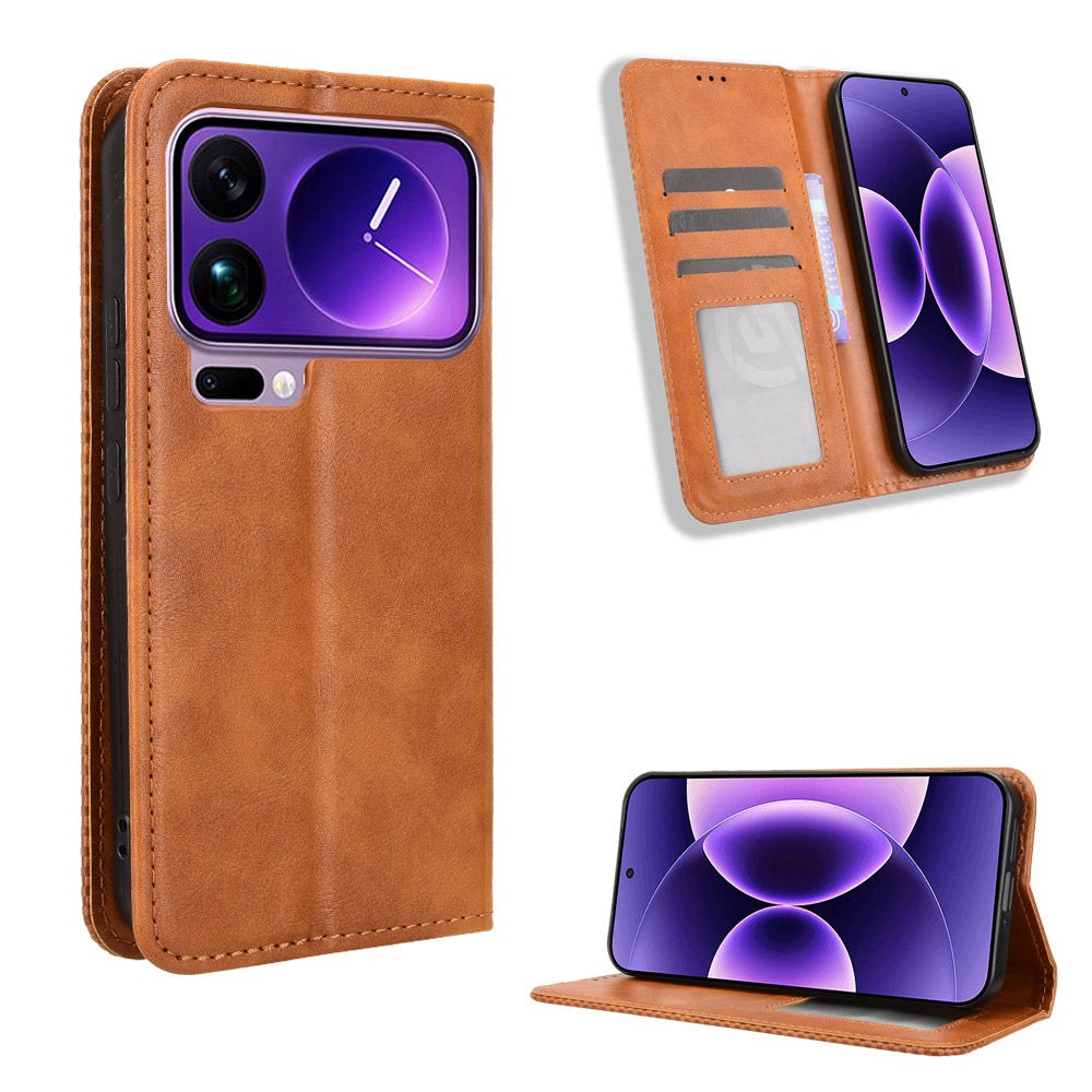 For Xiaomi 17 Pro Leather Case Wallet Stand Retro Texture Phone Cover
