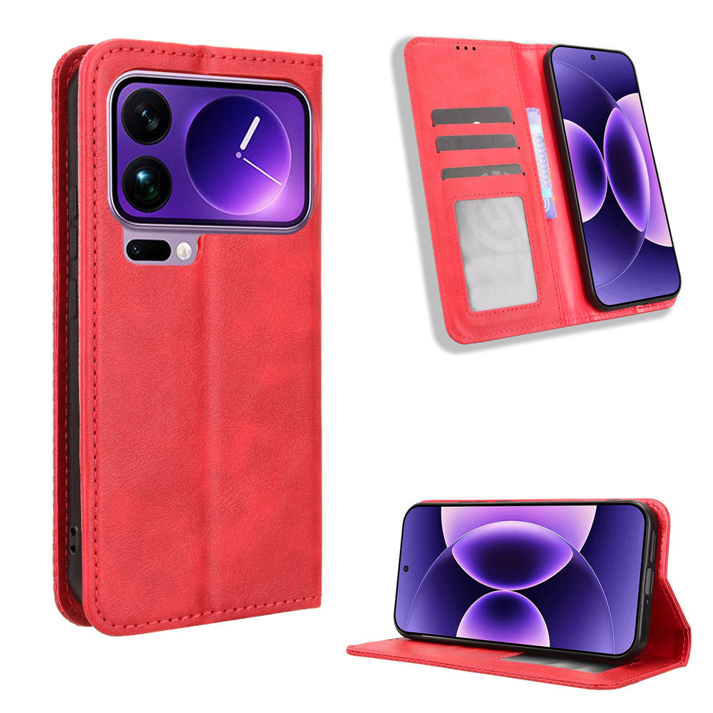 For Xiaomi 17 Pro Leather Case Wallet Stand Retro Texture Phone Cover