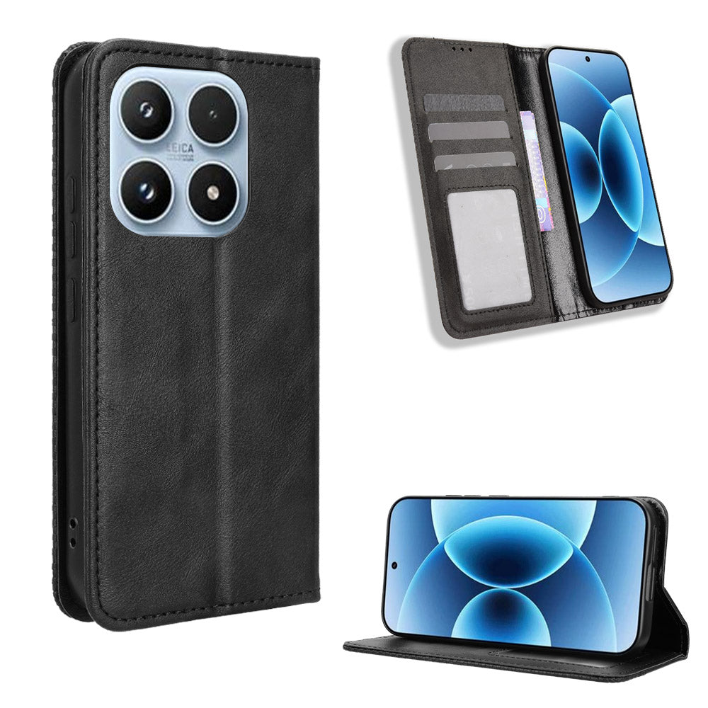 For Xiaomi 17 Leather Case Wallet Stand Retro Texture Phone Cover