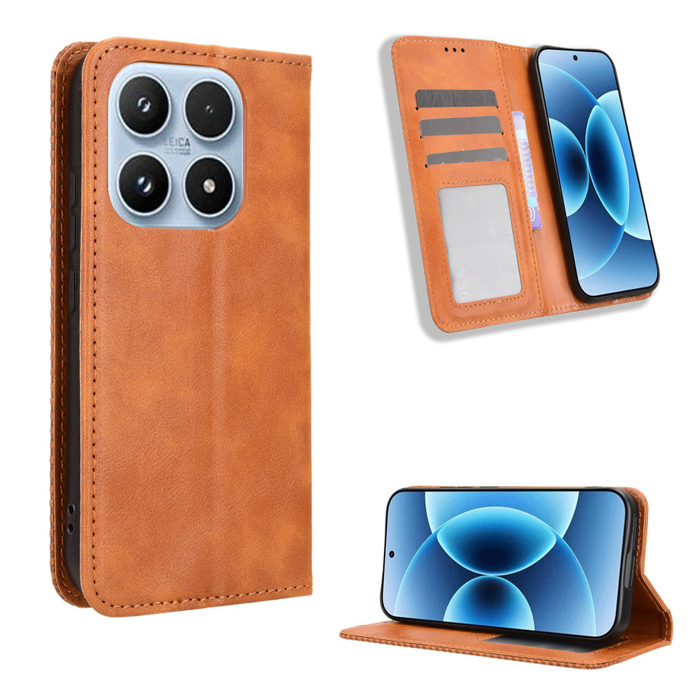 For Xiaomi 17 Leather Case Wallet Stand Retro Texture Phone Cover