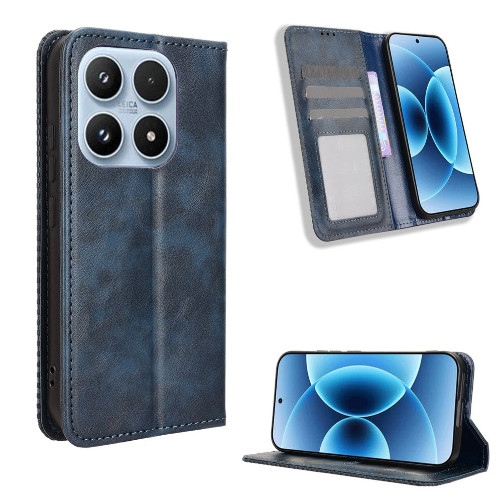 For Xiaomi 17 Leather Case Wallet Stand Retro Texture Phone Cover