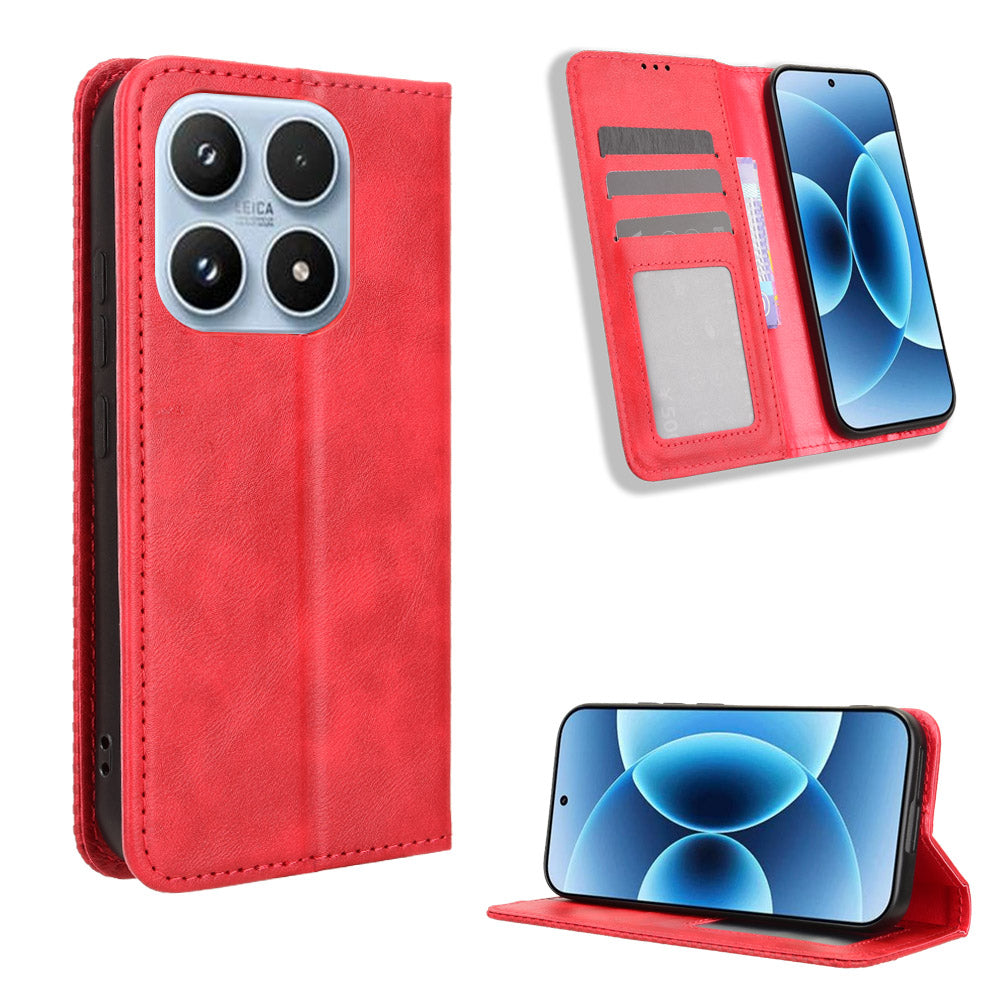 For Xiaomi 17 Leather Case Wallet Stand Retro Texture Phone Cover