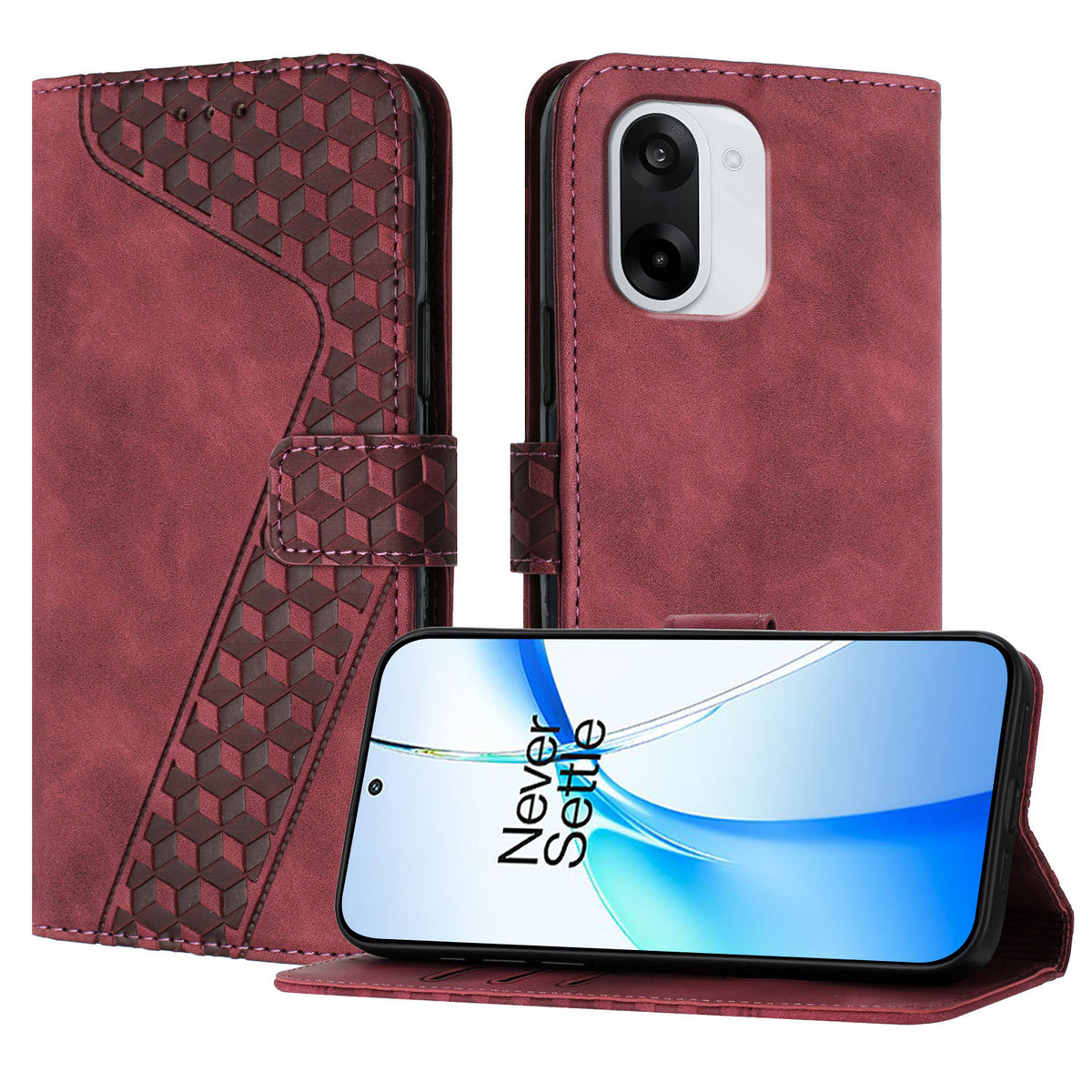 For OnePlus Ace 5 Racing 5G / OnePlus Nord CE 5G Leather Case 7-Shaped Pattern Wallet Stand Shockproof Phone Cover