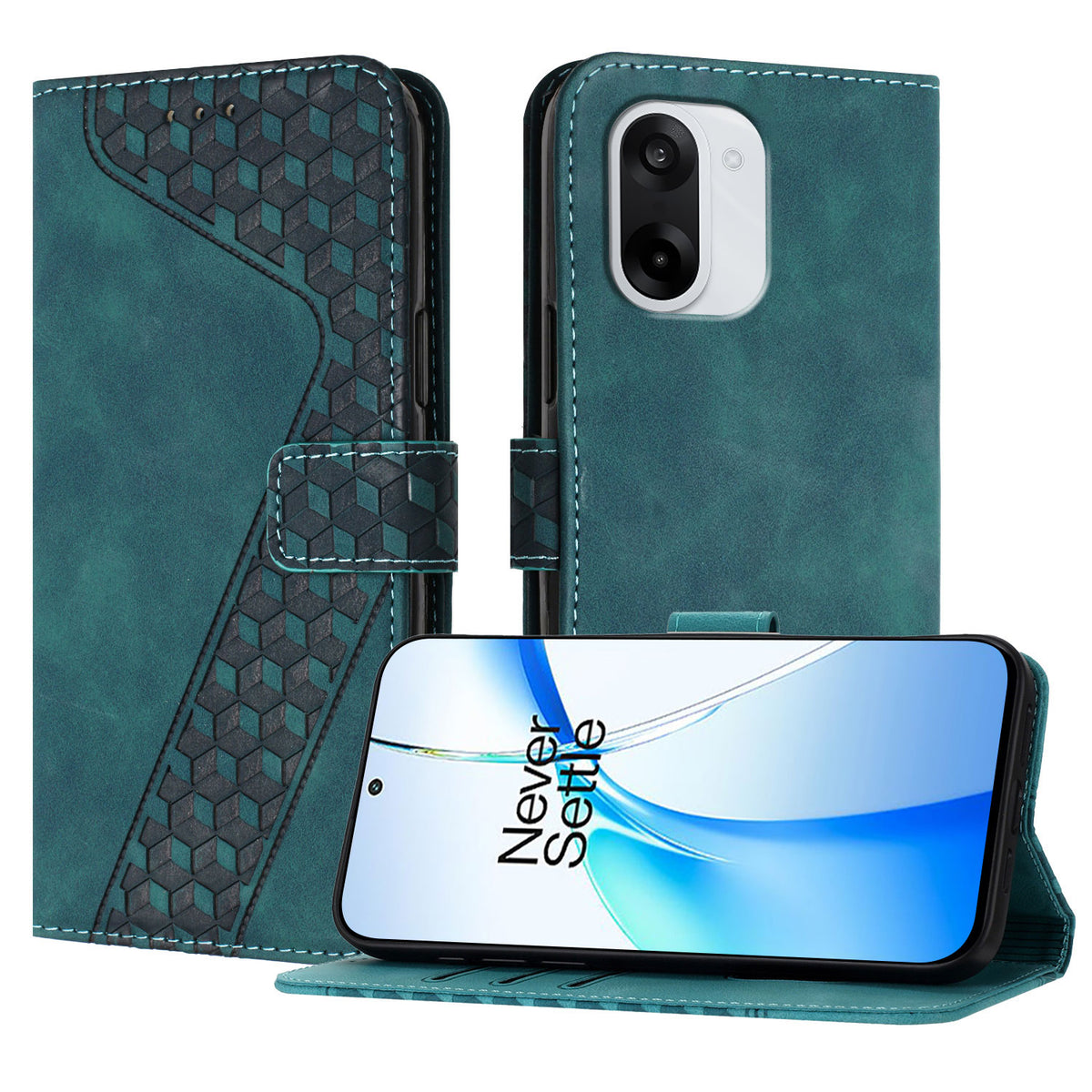 For OnePlus Ace 5 Racing 5G / OnePlus Nord CE 5G Leather Case 7-Shaped Pattern Wallet Stand Shockproof Phone Cover