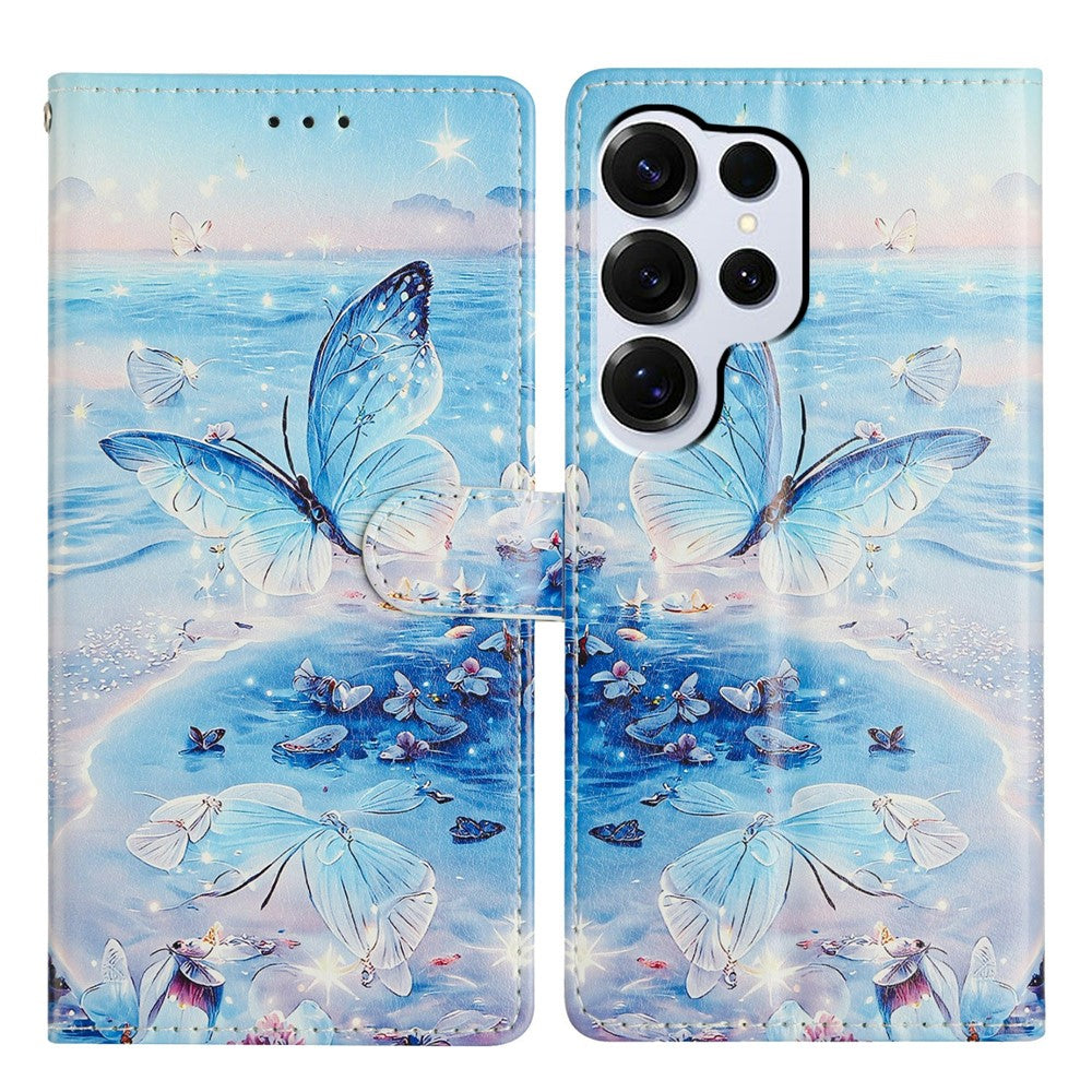 For Samsung Galaxy S26 Ultra Case Pattern Printing Wallet Stand Flip Leather Phone Cover with Strap