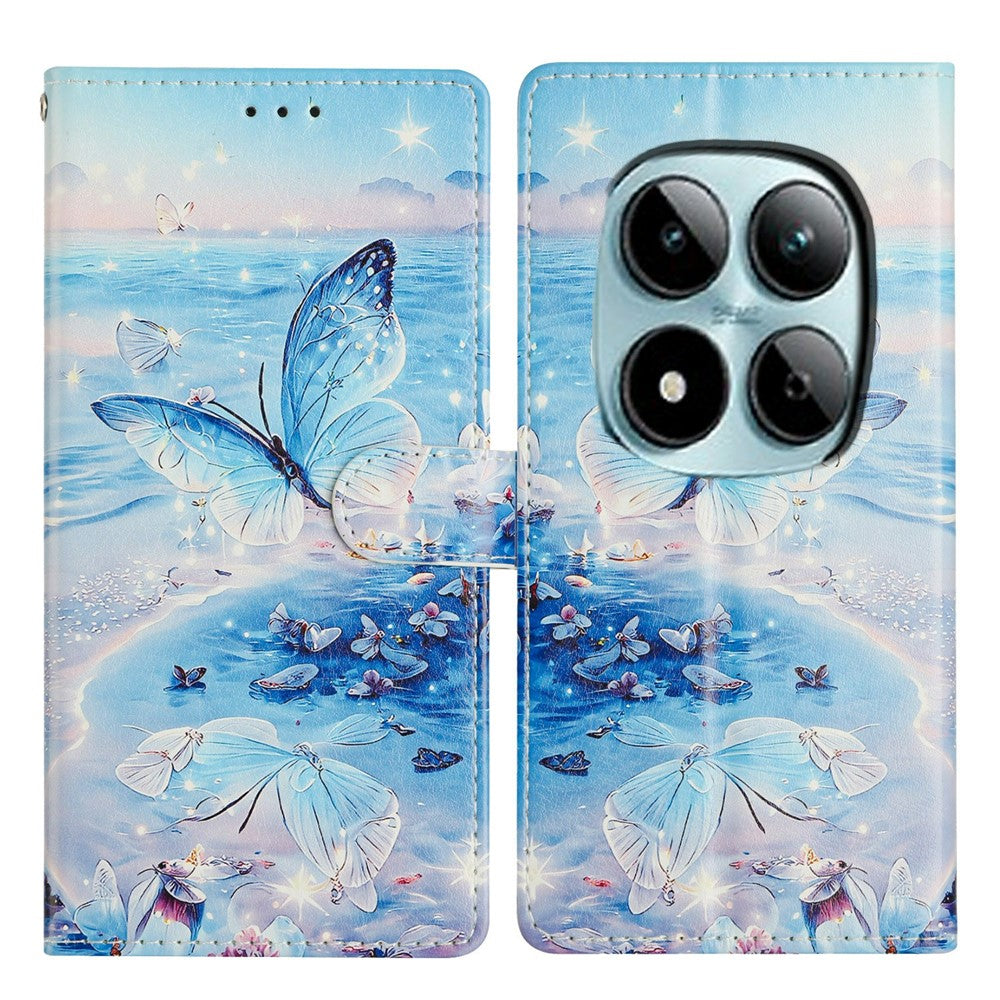 For Xiaomi Poco M8 Pro 5G / Redmi Note 15 Pro+ 5G (Global) Case Pattern Printing Wallet Stand Flip Leather Phone Cover with Strap