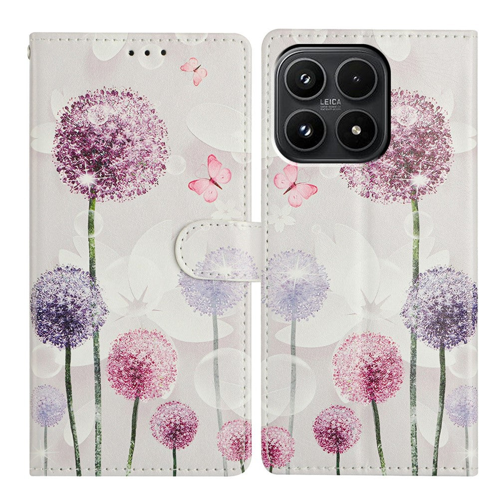 For Xiaomi 17 Case Pattern Printing Wallet Stand Flip Leather Phone Cover with Strap