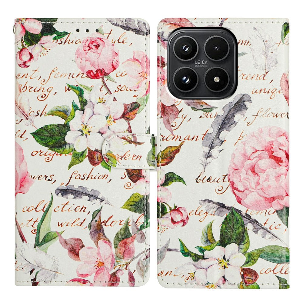 For Xiaomi 17 Case Pattern Printing Wallet Stand Flip Leather Phone Cover with Strap