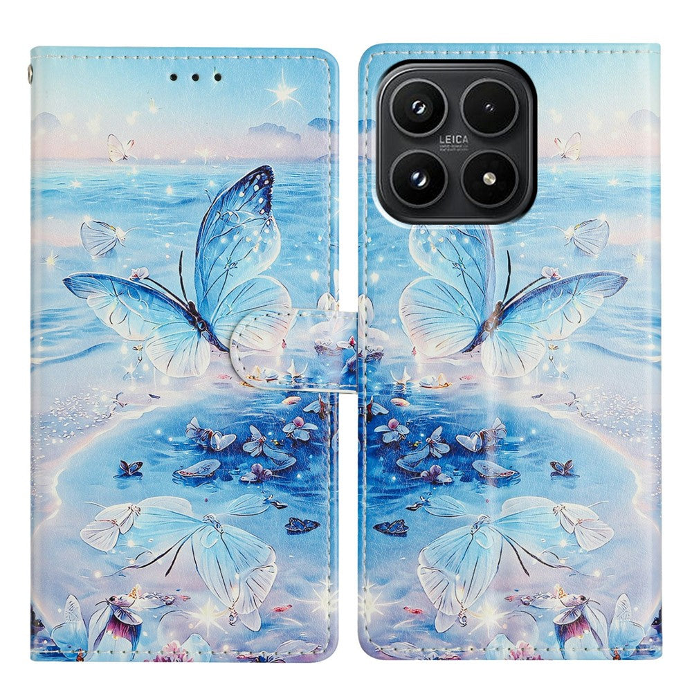 For Xiaomi 17 Case Pattern Printing Wallet Stand Flip Leather Phone Cover with Strap