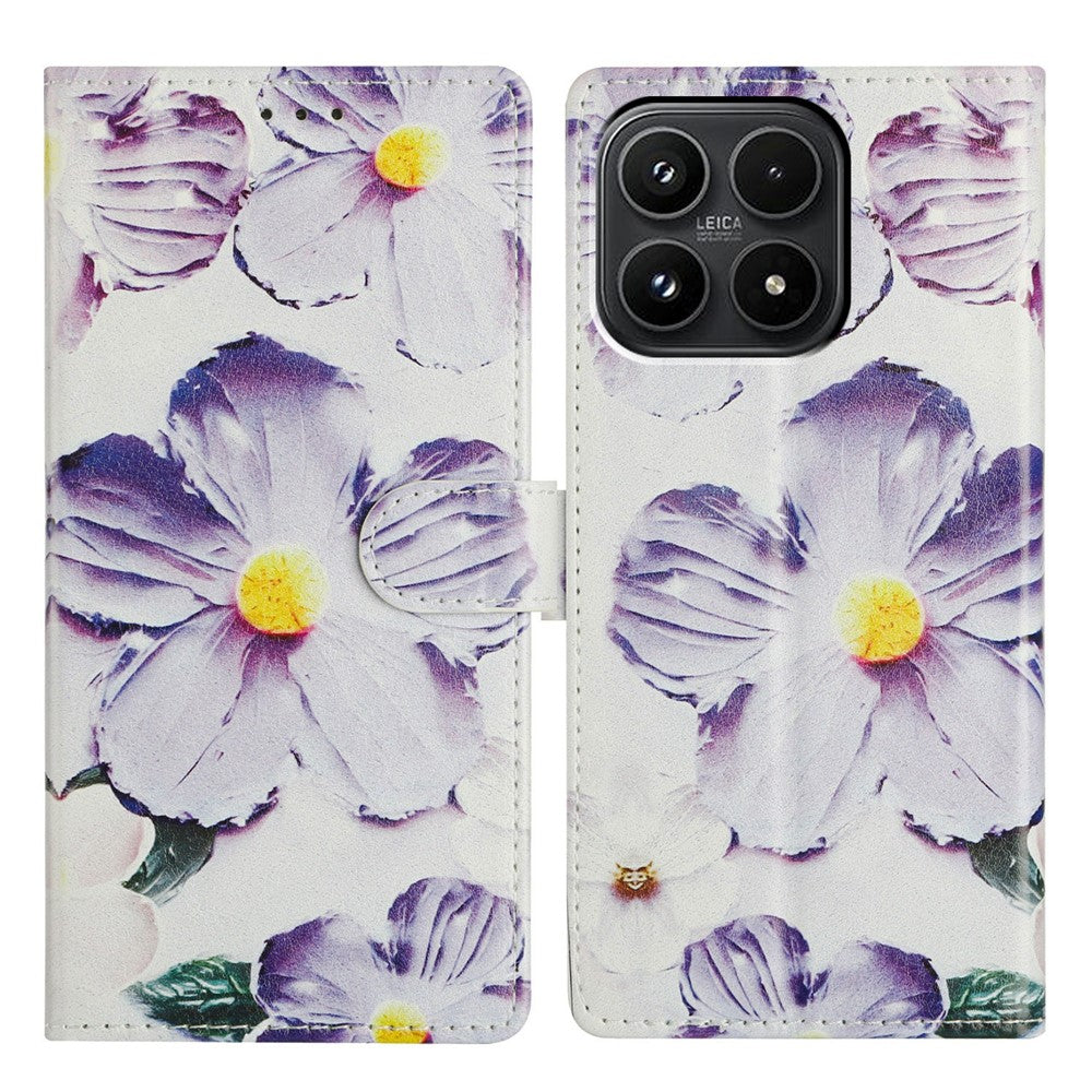 For Xiaomi 17 Case Pattern Printing Wallet Stand Flip Leather Phone Cover with Strap