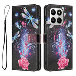 For Honor X7d 5G / Honor 400 Smart 4G Wallet Cover mønsterprint PU-læder telefoncover med snor