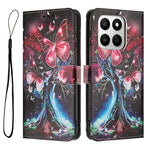 For Honor X7d 5G / Honor 400 Smart 4G Wallet Cover mønsterprint PU-læder telefoncover med snor