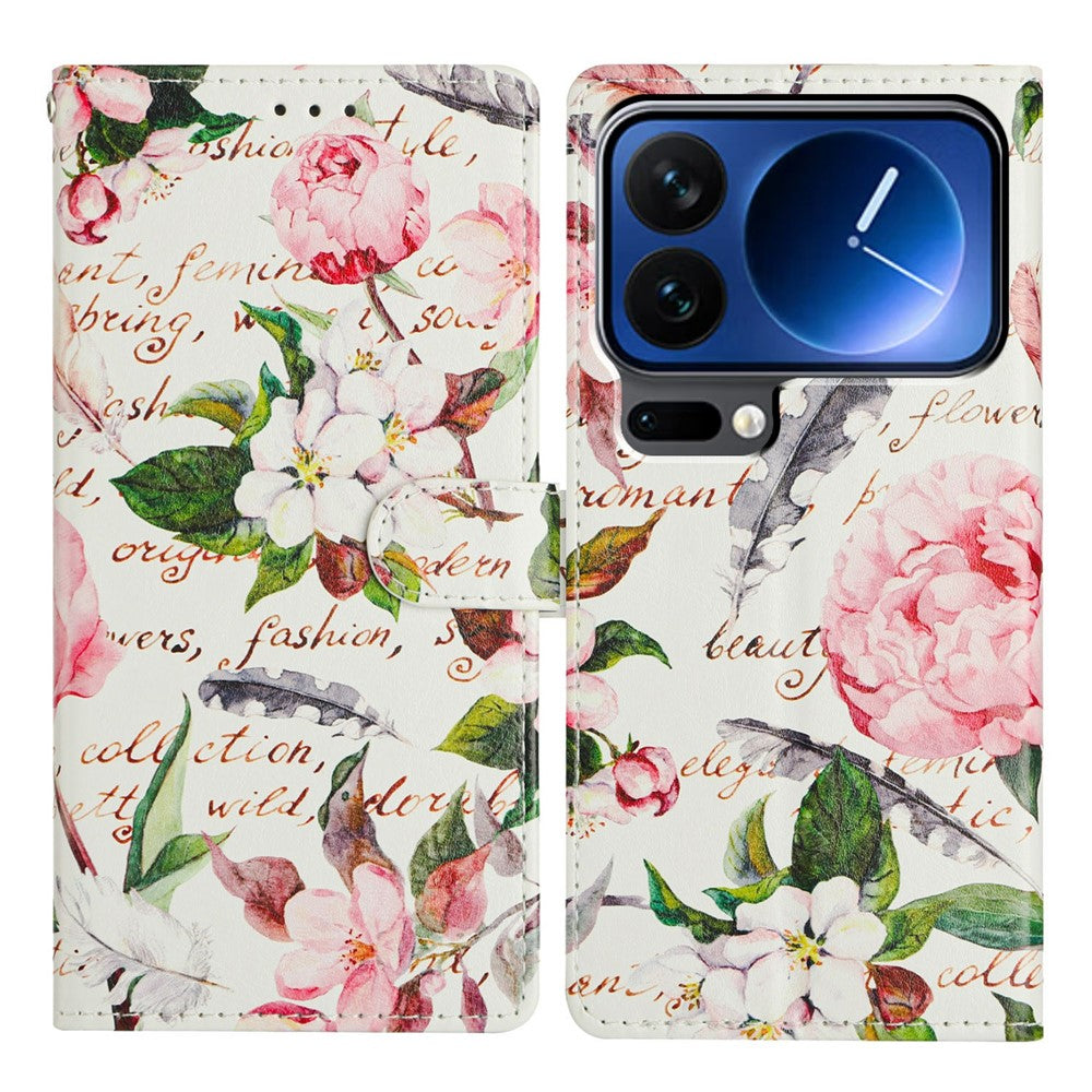 For Xiaomi 17 Pro Case Pattern Printing Wallet Stand Flip Leather Phone Cover with Strap