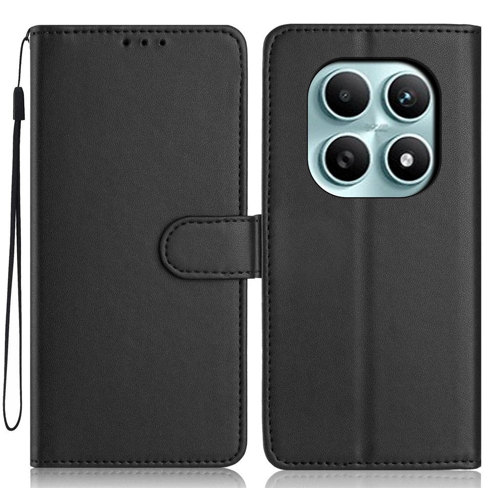 For Xiaomi Poco M8 5G / Redmi Note 15 5G (Global) Wallet Case with Strap / Multiple Card Slots Solid Color Leather Stand Phone Cover