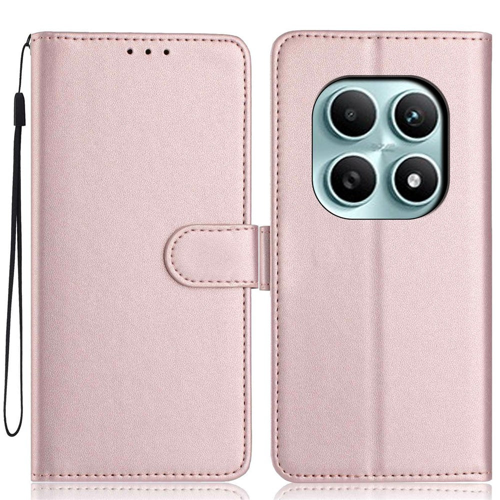 For Xiaomi Poco M8 5G / Redmi Note 15 5G (Global) Wallet Case with Strap / Multiple Card Slots Solid Color Leather Stand Phone Cover