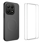 WANLONFENG magnetisk etui til Xiaomi 15T TQ1-serien, PC- og TPU-mobilskal med kulfiberstruktur og 2 skærmfilm