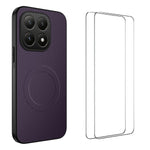 WANLONFENG magnetisk etui til Xiaomi 15T TQ1-serien, PC- og TPU-mobilskal med kulfiberstruktur og 2 skærmfilm