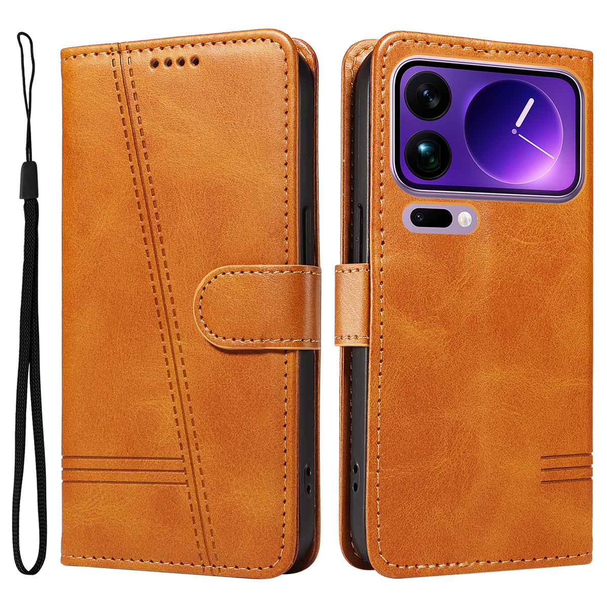 Xiaomi 17 Pro Max Plånboksfodral T-formade linjer Lädermobilfodral Stativ