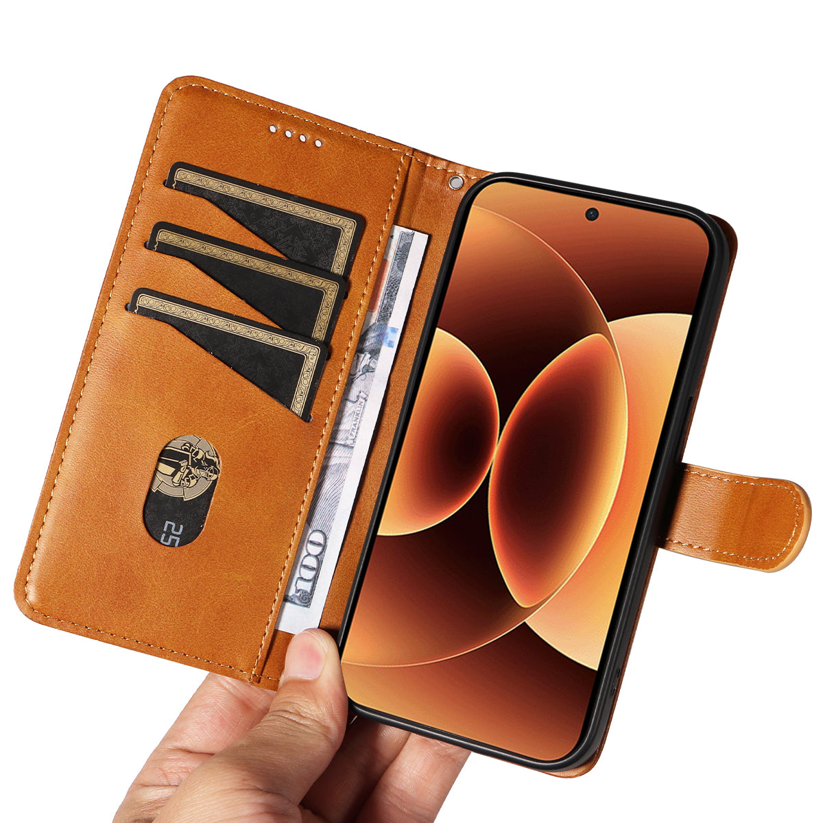 Xiaomi 17 Pro Max Plånboksfodral T-formade linjer Lädermobilfodral Stativ