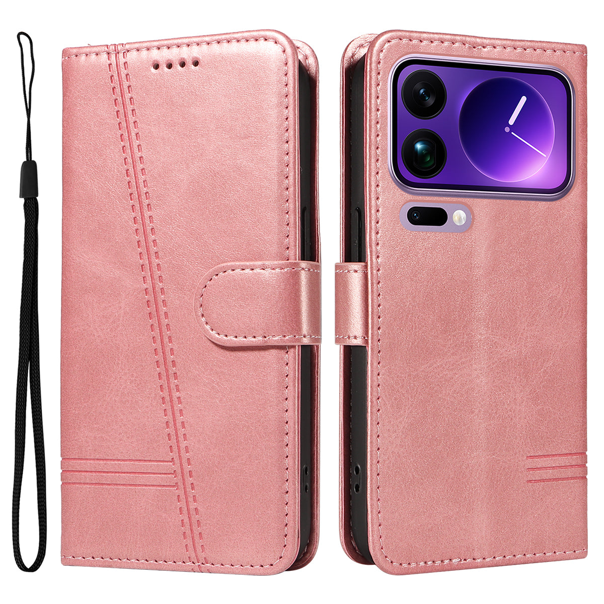 Xiaomi 17 Pro Max Plånboksfodral T-formade linjer Lädermobilfodral Stativ