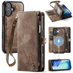 CASEME For iPhone 17 Phone Cases 008 Leather Cover with Detachable Wallet and Strap