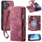 CASEME For iPhone 17 Phone Cases 008 Leather Cover with Detachable Wallet and Strap