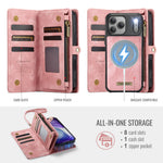 CASEME For iPhone 18 Pro / 17 Pro Phone Cases  008 Leather Cover with Detachable Wallet and Strap
