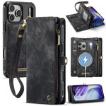 CASEME For iPhone 18 Pro / 17 Pro Phone Cases  008 Leather Cover with Detachable Wallet and Strap