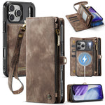 CASEME For iPhone 18 Pro / 17 Pro Phone Cases  008 Leather Cover with Detachable Wallet and Strap