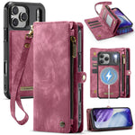 CASEME For iPhone 18 Pro / 17 Pro Phone Cases  008 Leather Cover with Detachable Wallet and Strap