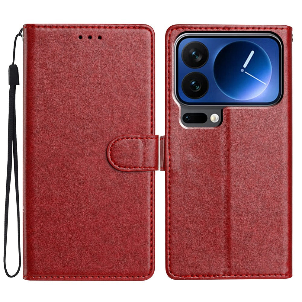 For Xiaomi 17 Pro Max Leather Case Wallet Stand Phone Cover with Handy Strap