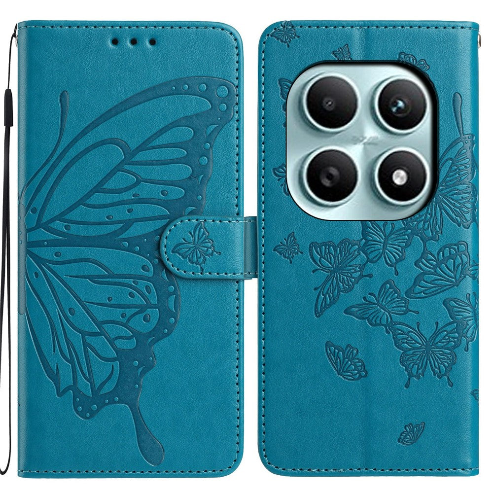 For Xiaomi Poco M8 5G / Redmi Note 15 5G (Global) Case Butterfly Imprinted Wallet Stand PU Leather Flip Phone Cover with Strap