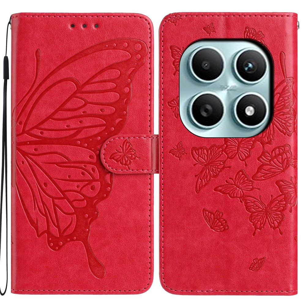 For Xiaomi Poco M8 5G / Redmi Note 15 5G (Global) Case Butterfly Imprinted Wallet Stand PU Leather Flip Phone Cover with Strap
