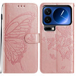 For Xiaomi 17 Pro Max Case Butterfly Imprinted Wallet Stand PU Leather Flip Phone Cover with Strap