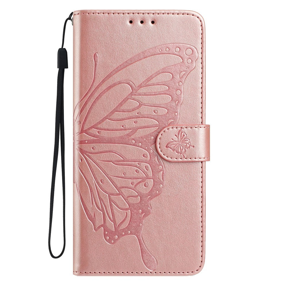 For Xiaomi 17 Pro Max Case Butterfly Imprinted Wallet Stand PU Leather Flip Phone Cover with Strap