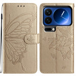 For Xiaomi 17 Pro Max Case Butterfly Imprinted Wallet Stand PU Leather Flip Phone Cover with Strap