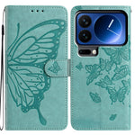 For Xiaomi 17 Pro Max Case Butterfly Imprinted Wallet Stand PU Leather Flip Phone Cover with Strap