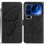 For Xiaomi 17 Pro Max Case Butterfly Imprinted Wallet Stand PU Leather Flip Phone Cover with Strap